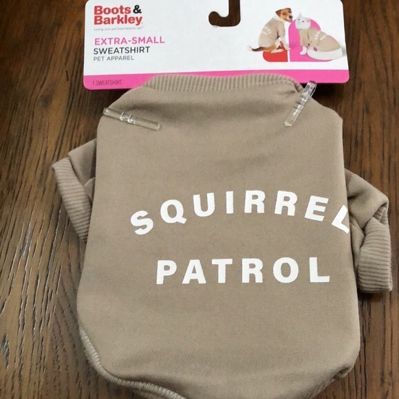 New dog sweatshirt.  Size XS.  Boots and Barkley.  Squirrel Patrol on back. - Picture 1 of 7